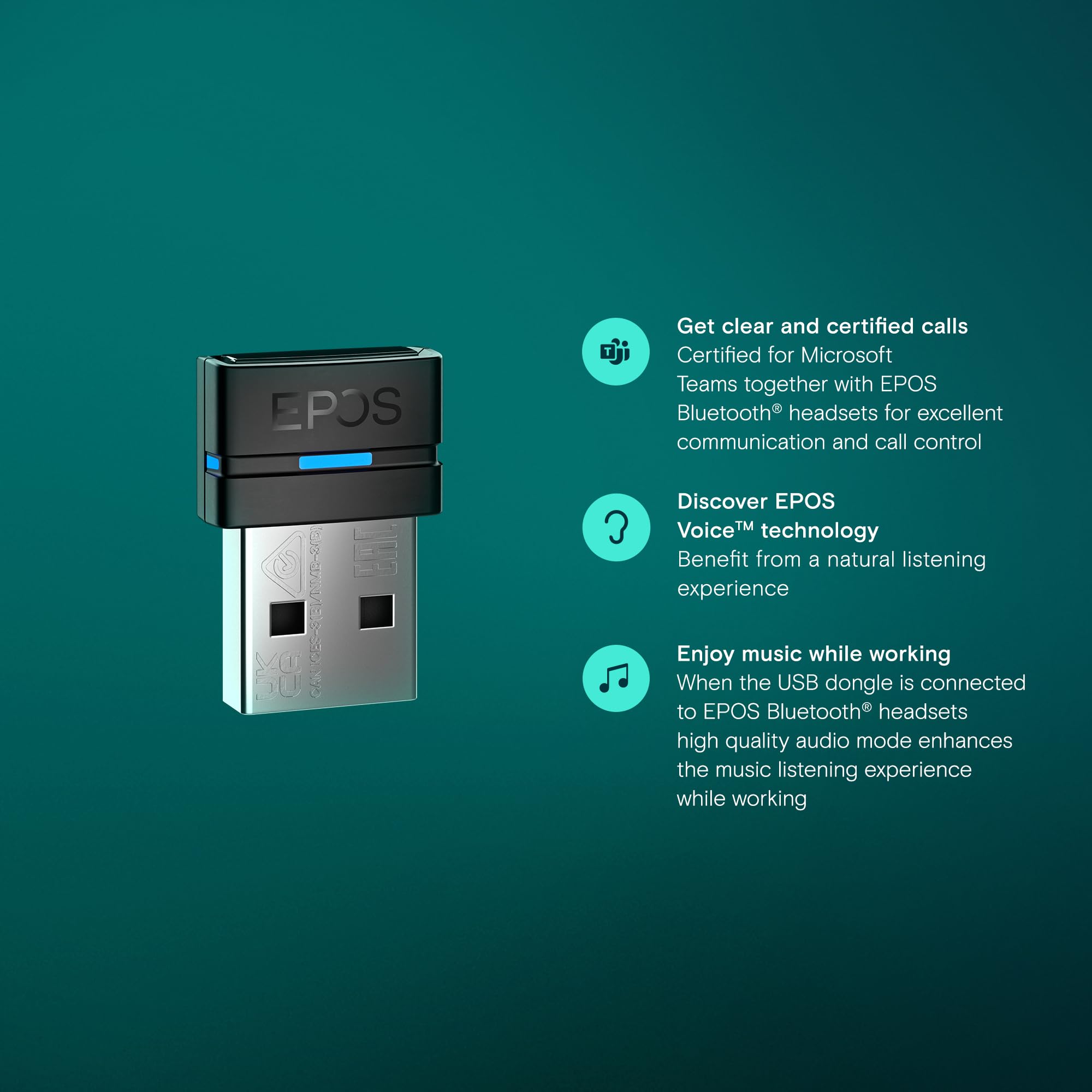 Amazon | EPOS BTD 800 USB ML - BTD 800a USB-A Bluetooth® ドングル